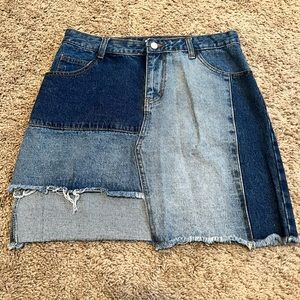 Patchwork Denim Skirt - Large